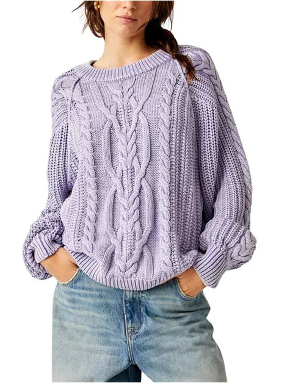 Free People Frankie Cable Sweater in Lavender Women’s Size Medium